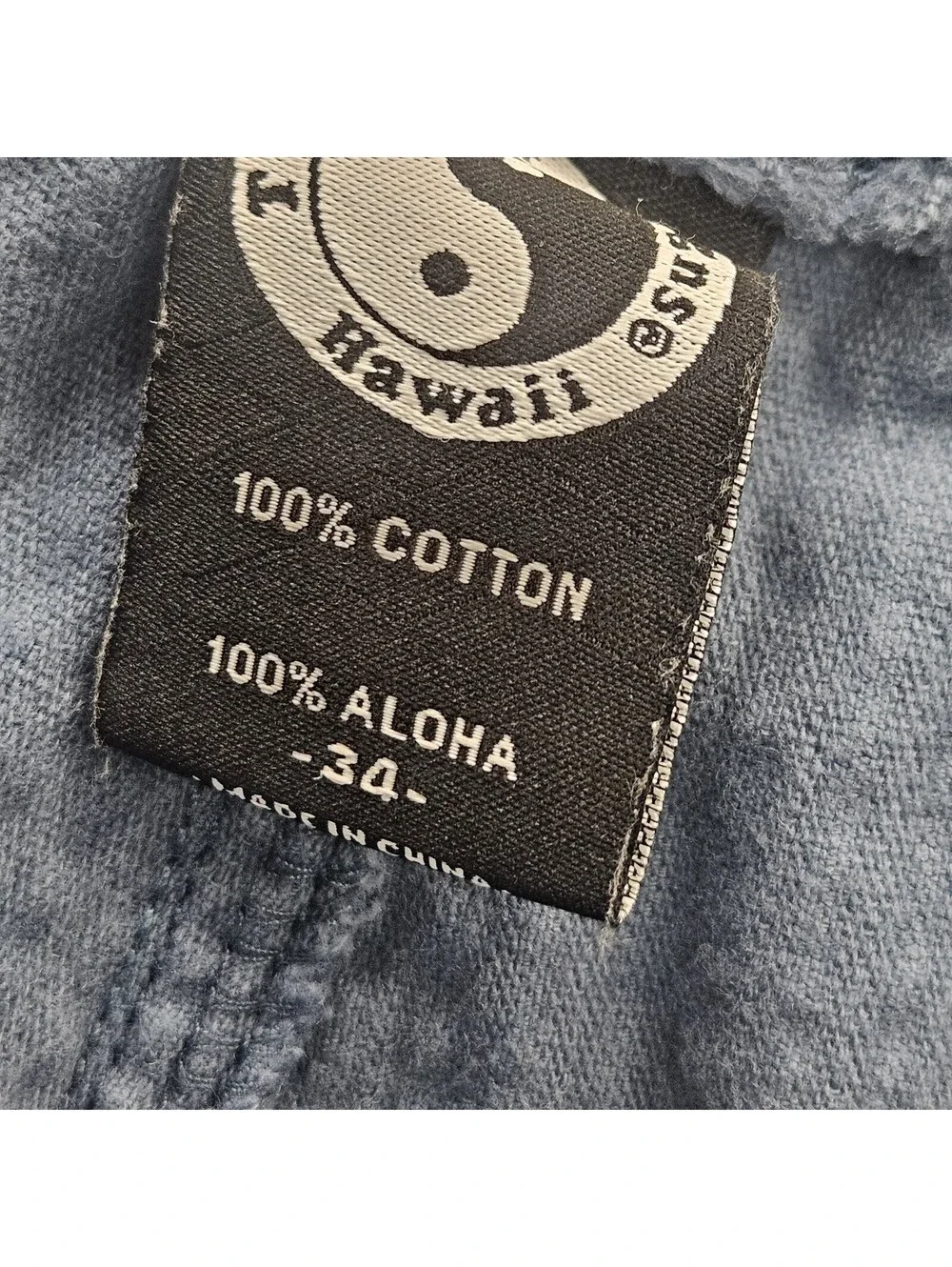 T&C Surf Designs Corduroy Shorts Men 34x7 Blue Cotton Beach Retro Yin & Yang